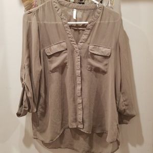 Olive green button down blouse